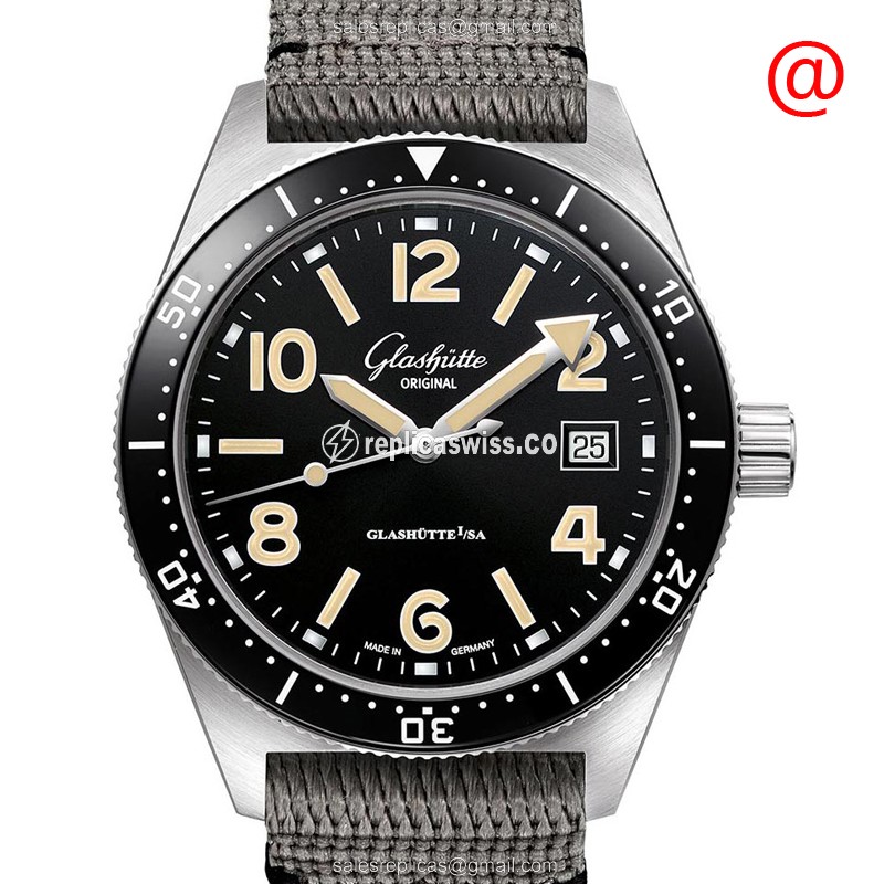 Glashutte Spezialist Replica - Automatic - Steel Case - Black Dial - Grey Nylon Strap - Luxury Replica SPEZIALIST Watch
