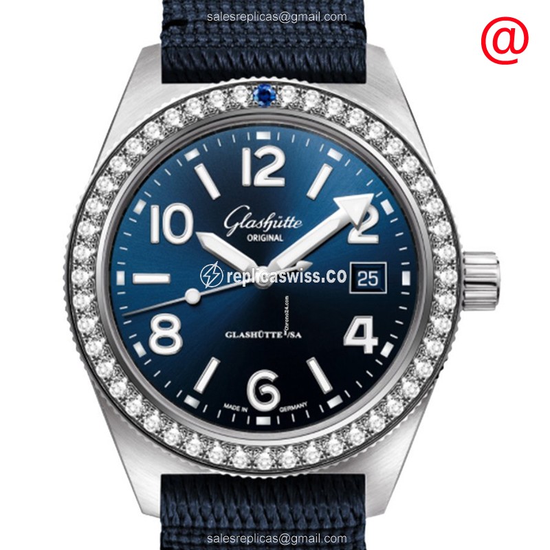 Glashutte Spezialist Replica - Automatic - Stainless Steel & Blue Dial - Blue Nylon Strap - Buckle Clasp - Luxury Replica SPEZIALIST Watch