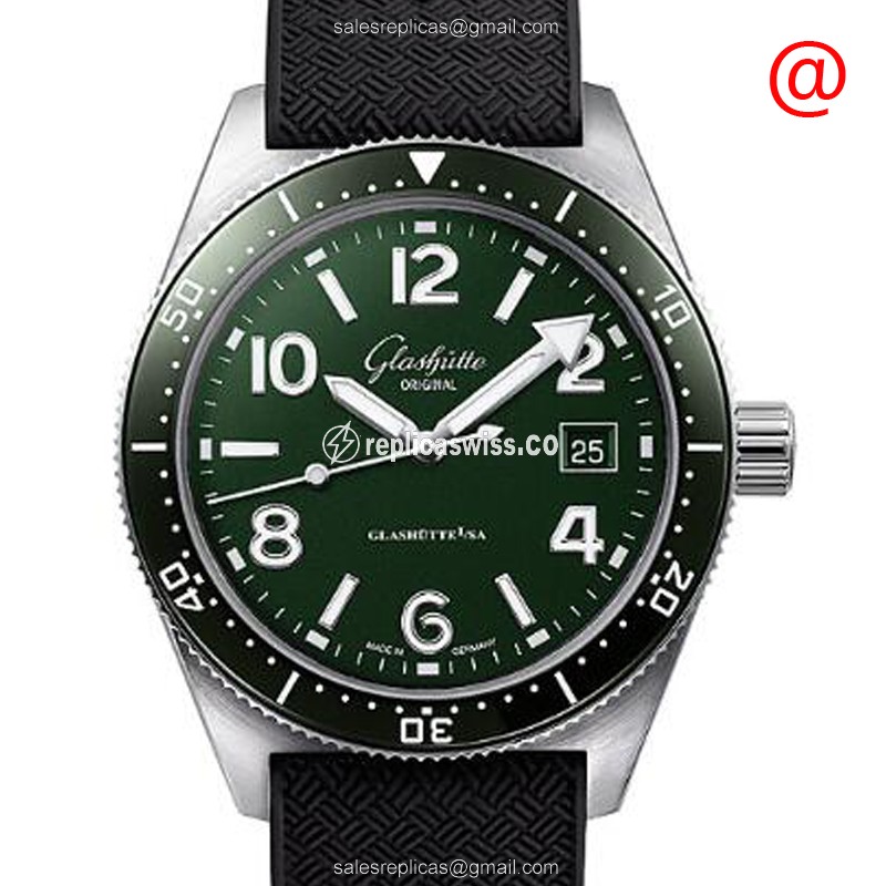 Glashutte Replica SPEZIALIST - Automatic - Green Dial - Stainless Steel - Black Rubber Buckle