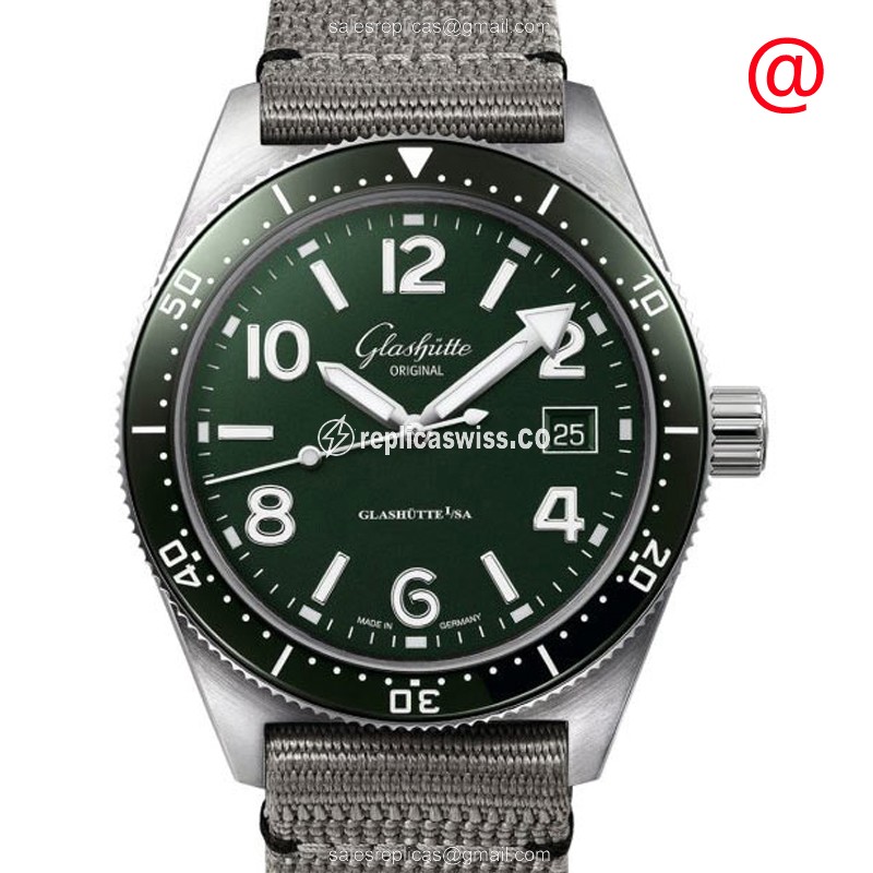 Glashutte Spezialist Replica - Automatic - Green Dial - Steel Case - Grey Nylon Strap - Luxury Replica SPEZIALIST Watch