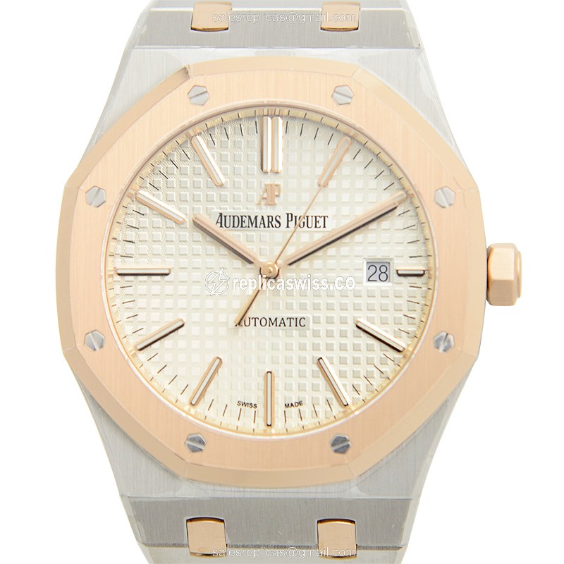 Audemars Piguet ROYAL OAK - Automatic - Rose Gold & Steel - Silver Dial - Clasp - 18kt Steel Strap