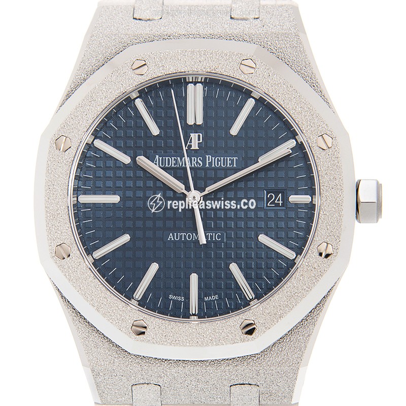Royal Oak Replica - Audemars Piguet - Automatic - 18kt White Gold - Blue Dial - Silver Strap