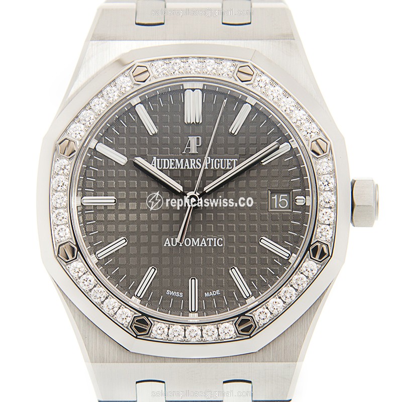 Audemars Piguet 15451ST.ZZ.1256ST.02 Automatic - Steel Case - Gray Dial - Diamond Accents - Luxury Audemars Piguet Watch