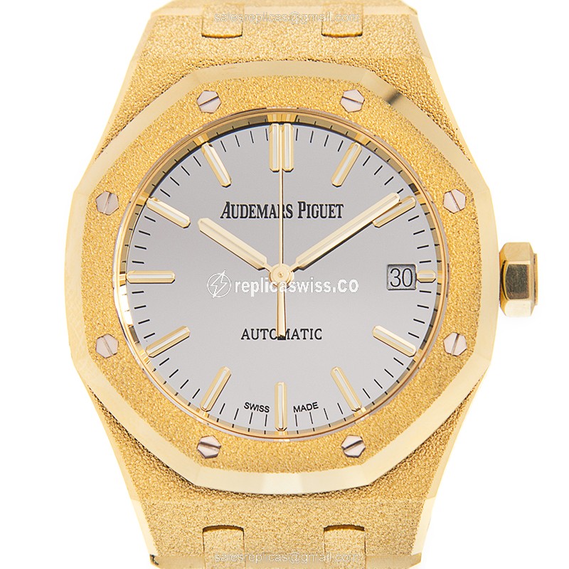 Audemars Piguet Royal Oak Replica - Automatic - 18kt Yellow Gold - Silver Dial - Gold Strap