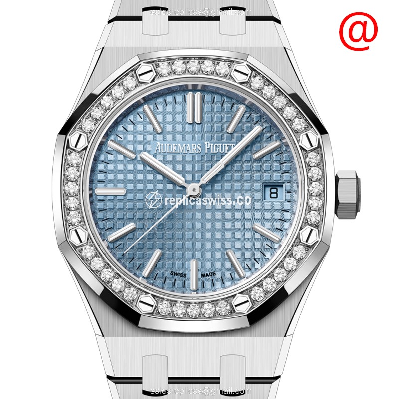 Audemars Piguet 15551ST.ZZ.1356ST.01 - Auto - Diamond Case - Blue Dial - Silver Steel Band - Luxury Audemars Piguet Watch