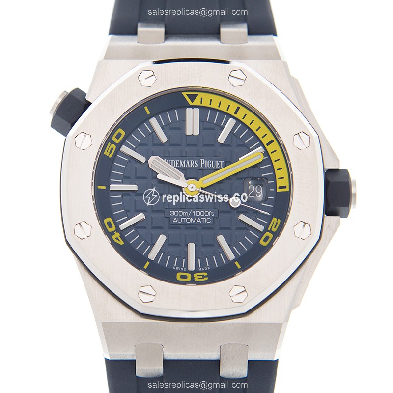 Audemars Piguet Royal Oak Offshore Replica - Automatic - Steel Case - Blue Dial - Rubber Blue Strap - Luxury Replica ROYAL OAK OFFSHORE Watch