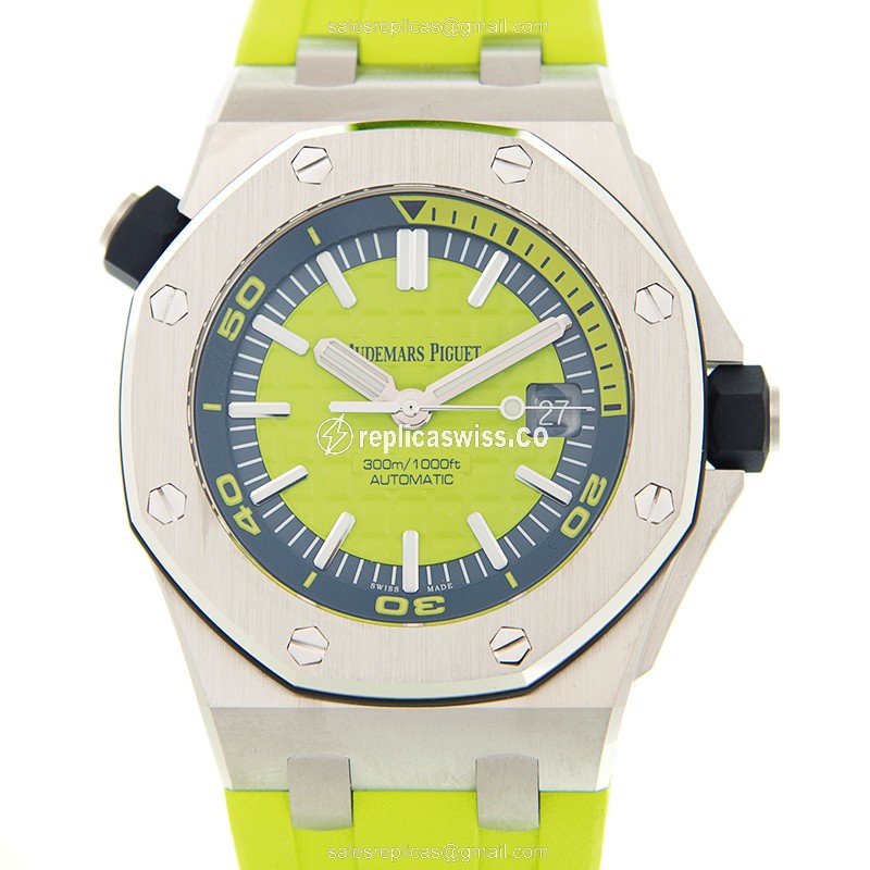 Audemars Piguet ROYAL OAK OFFSHORE - Automatic - Green Dial - Steel Case - Green Rubber Strap - Luxury Replica ROYAL OAK OFFSHORE Watch