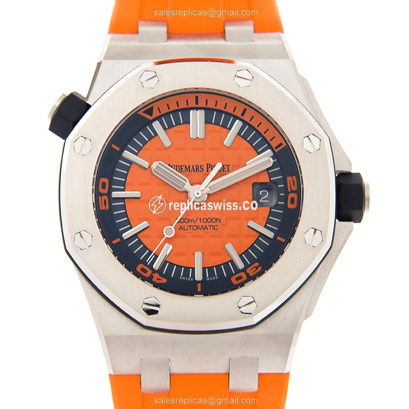 Audemars Piguet Royal Oak Offshore Replica - Automatic - Steel Case - Orange Dial - Rubber Strap