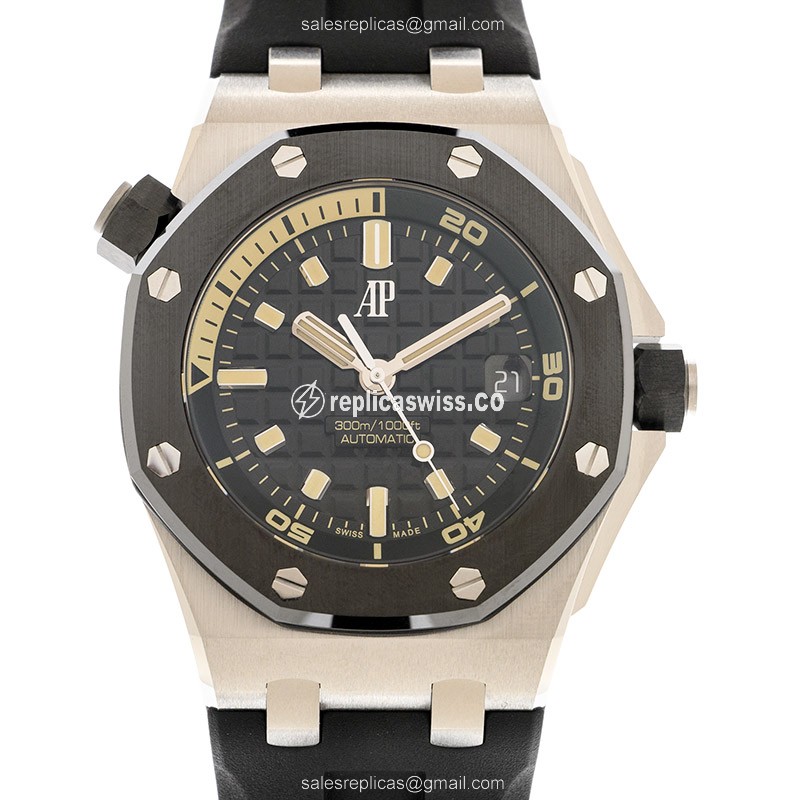 Audemars Piguet Royal Oak Offshore Replica - Automatic - 18kt White Gold - Ceramic - Black Dial - Rubber Strap - Luxury Replica ROYAL OAK OFFSHORE Watch