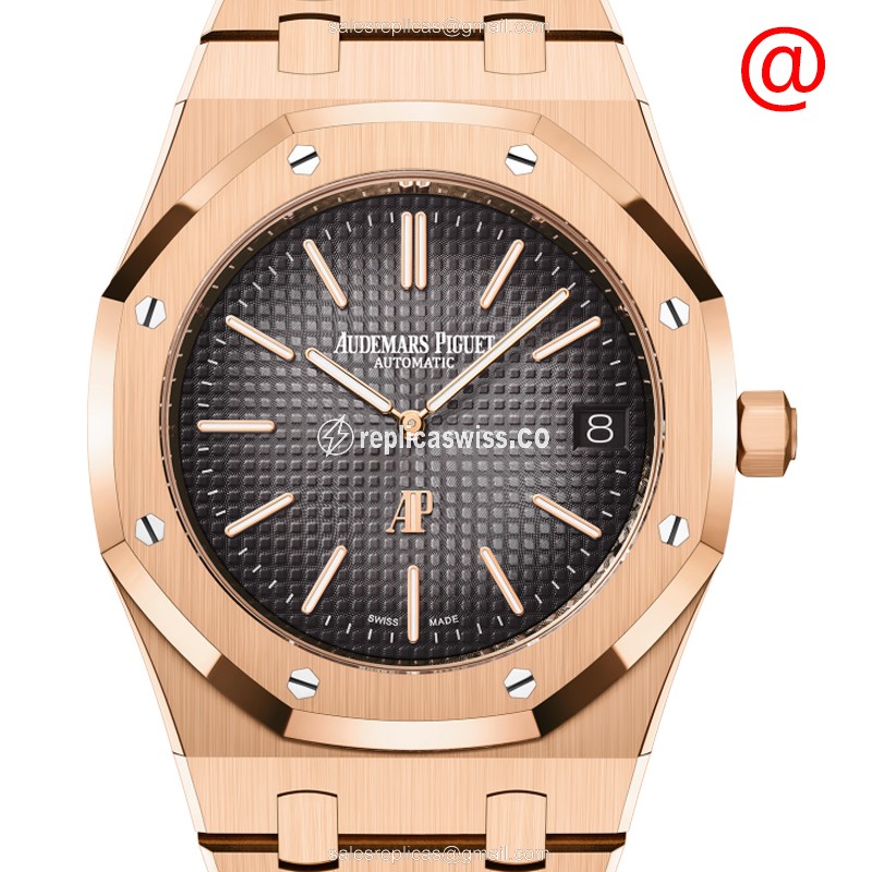 Audemars Piguet 16202OR.OO.1240OR.01 - Automatic - 18kt Rose Gold - Gray Dial - Gold Strap - Luxury Audemars Piguet Watch