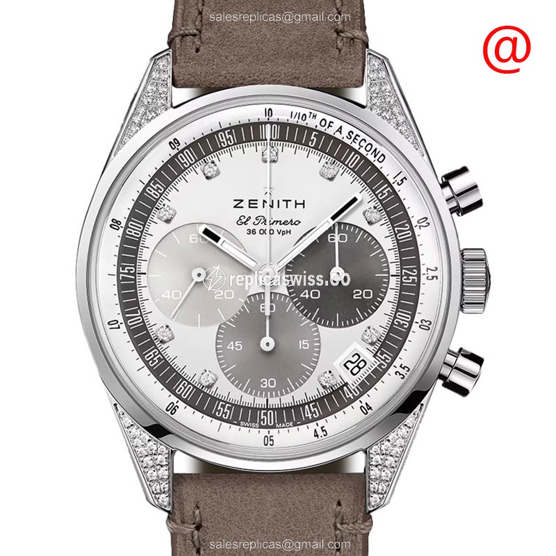 Zenith CHRONOMASTER Replica - Auto Steel White Dial Brown - Luxury Replica CHRONOMASTER Watch