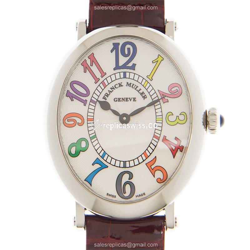 Franck Muller 1638 B QZ COL DRM R D AC Infinity Quartz Steel - White Dial, Red Leather Strap, Buckle Clasp
