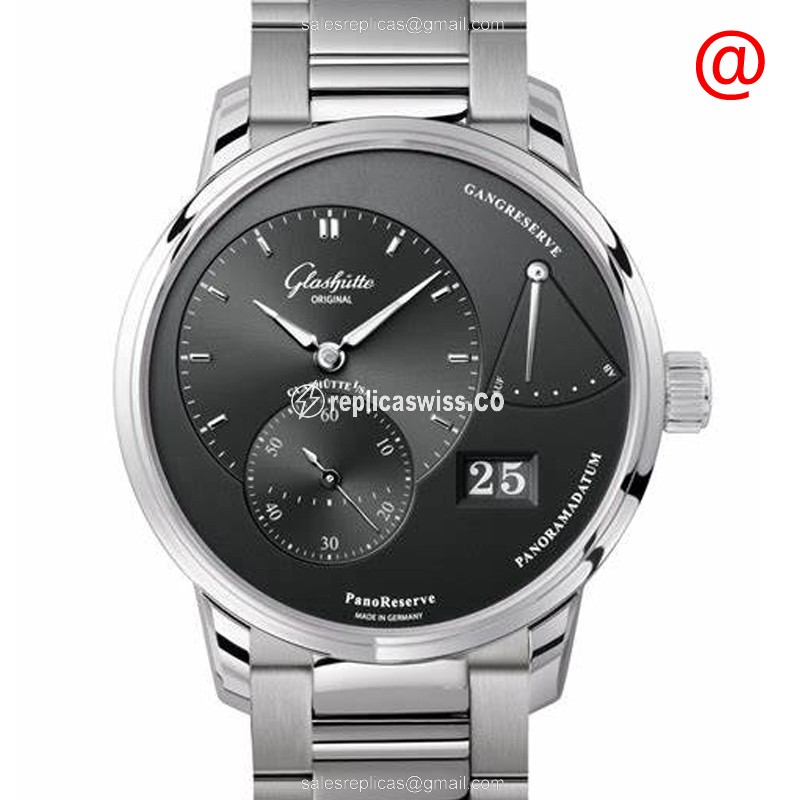 Glashutte 1-65-01-23-12-24 PANO Manual - Steel Case - Gray Dial - Silver Steel Strap - Luxury Replica PANO Watch