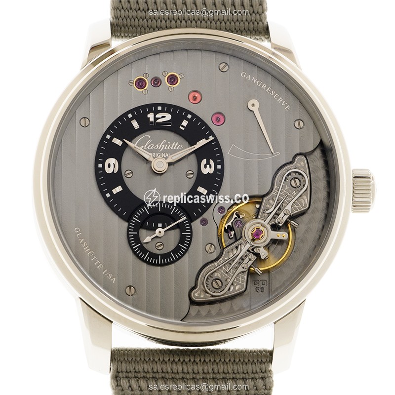 Glashutte 1-66-06-04-22-36 PANO Replica - Manual - Stainless Steel - Gray Dial - Grey Nylon Strap - Luxury Replica PANO Watch