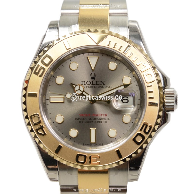 Rolex Yacht Master Replica - Automatic - 18kt Gold & Steel - Gray Dial, Silver Clasp - Luxury Replica YACHT MASTER Watch