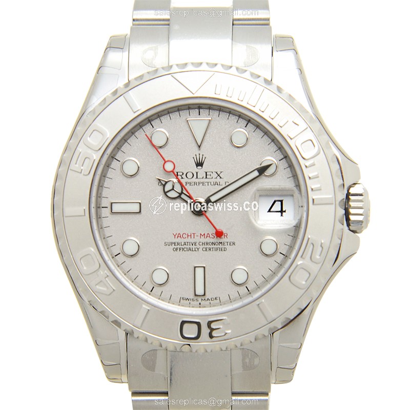 Rolex Yacht Master Replica - Automatic - 18kt White Gold - Silver Dial - Steel Clasp & Strap - Luxury Replica YACHT MASTER Watch
