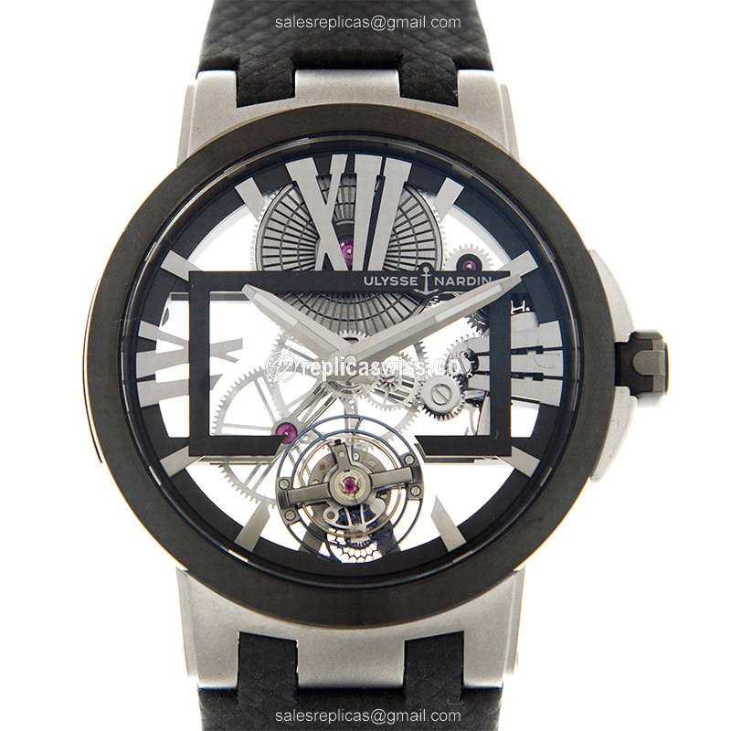 Ulysse Nardin 1713-139 Executive - Manual Wind - Titanium Case - Skull Dial - Black Rubber Strap - Luxury Replica EXECUTIVE Watch