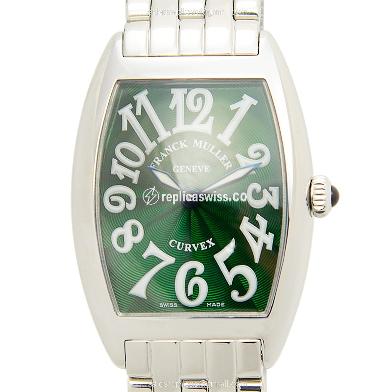 Franck Muller 1752 QZ Replica - Quartz - Steel Case - Green Dial - Silver Clasp