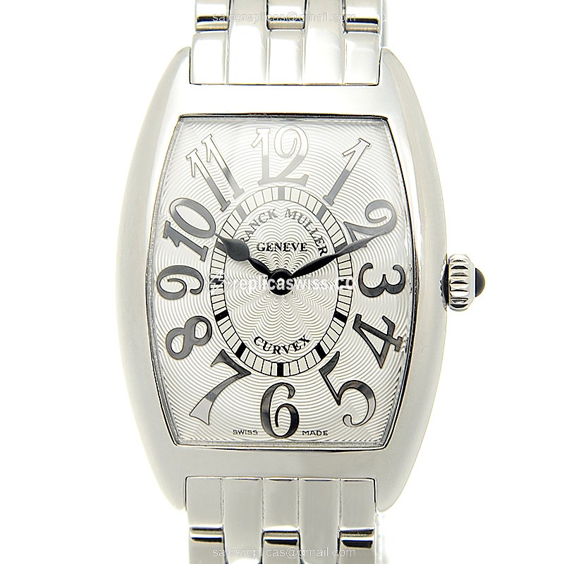 Franck Muller 1752 QZ REL AC Curvex Quartz Steel - White Dial, Red Steel Strap, Clasp