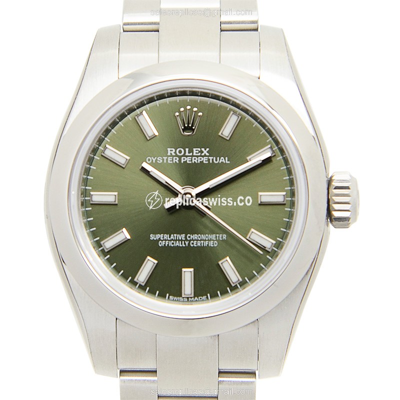 Rolex 176200-0014 Replica - Automatic - Steel Case - Green Dial - Silver Clasp & Steel Strap - Luxury Replica OYSTER PERPETUAL Watch