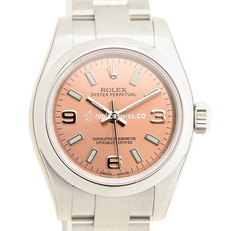 Rolex 176200-0004 OYSTER Replica - Automatic - Steel Case - Pink Dial - Silver Strap - Luxury Replica OYSTER PERPETUAL Watch
