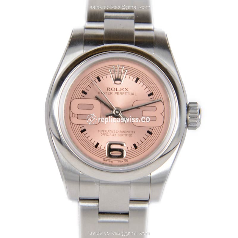 Rolex 176200PK39MAXI_O Replica - Automatic - Pink Dial on Steel Strap - Luxury Replica OYSTER PERPETUAL Watch