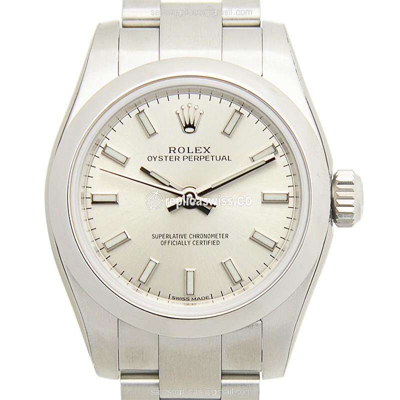 Rolex OYSTER PERPETUAL Replica - Automatic - Steel Case, Silver Dial - Silver Clasp & Steel Strap - Luxury Replica OYSTER PERPETUAL Watch
