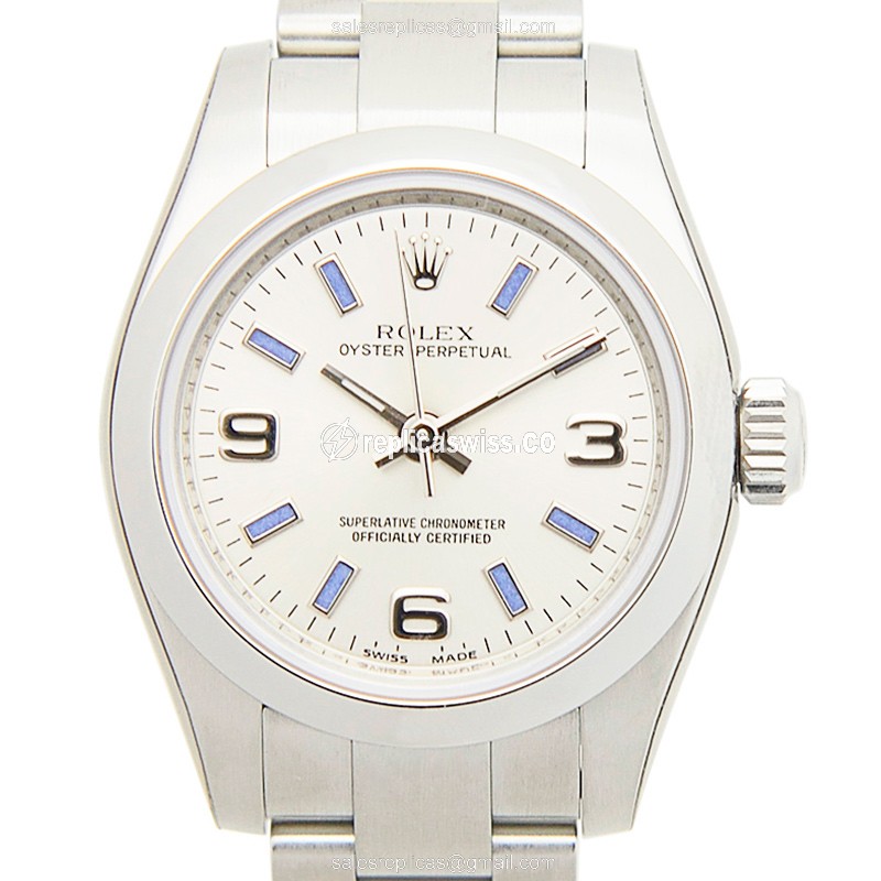 Rolex Oyster Perpetual Replica - Automatic - Stainless Steel Case - Silver Dial on Steel Strap - Luxury Replica OYSTER PERPETUAL Watch