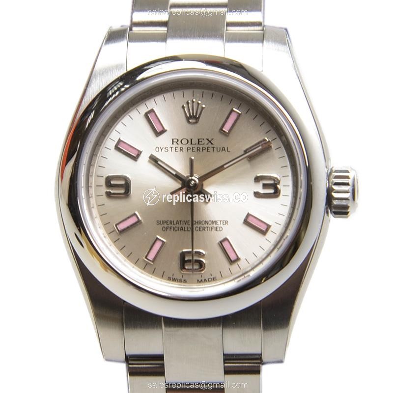 Rolex OYSTER PERPETUAL Replica - Automatic - Steel Case, Silver Dial - Silver Clasp & Steel Strap - Luxury Replica OYSTER PERPETUAL Watch