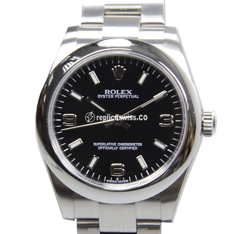 Rolex 177200BLK369 OYSTER Replica - Automatic - Black Dial - Steel Case & Band - Luxury Replica OYSTER PERPETUAL Watch