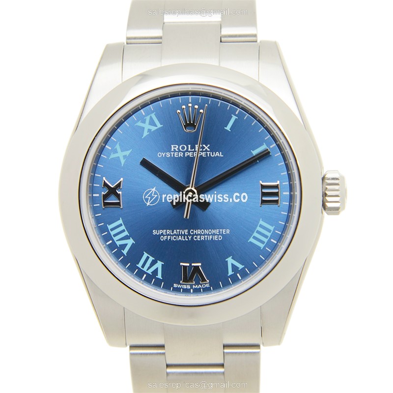 Rolex 177200BLRN Replica - Automatic | Steel Case | Blue Dial | Silver Clasp - Luxury Replica OYSTER PERPETUAL Watch