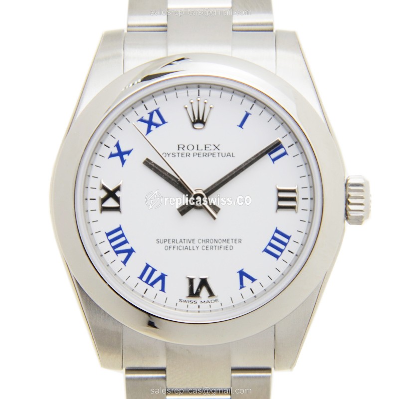Rolex 177200WTRN Replica - Automatic - Steel Case, White Dial - Silver Steel Clasp - Luxury Replica OYSTER PERPETUAL Watch