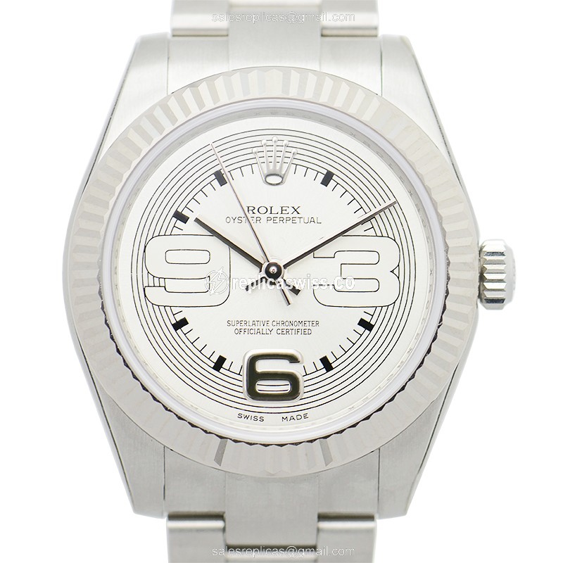 Rolex 177234SVAR39MAXI OYSTER PERPETUAL Replica - Automatic - White Dial, Silver Clasp & Strap