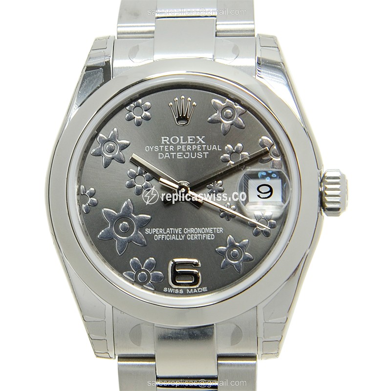 Rolex Datejust Lady Replica - Automatic - Steel Case, Gray Dial on Silver Steel Strap