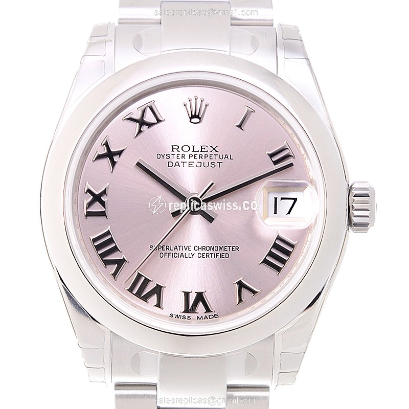 Rolex Datejust Replica - Automatic, Pink Dial on Silver Steel