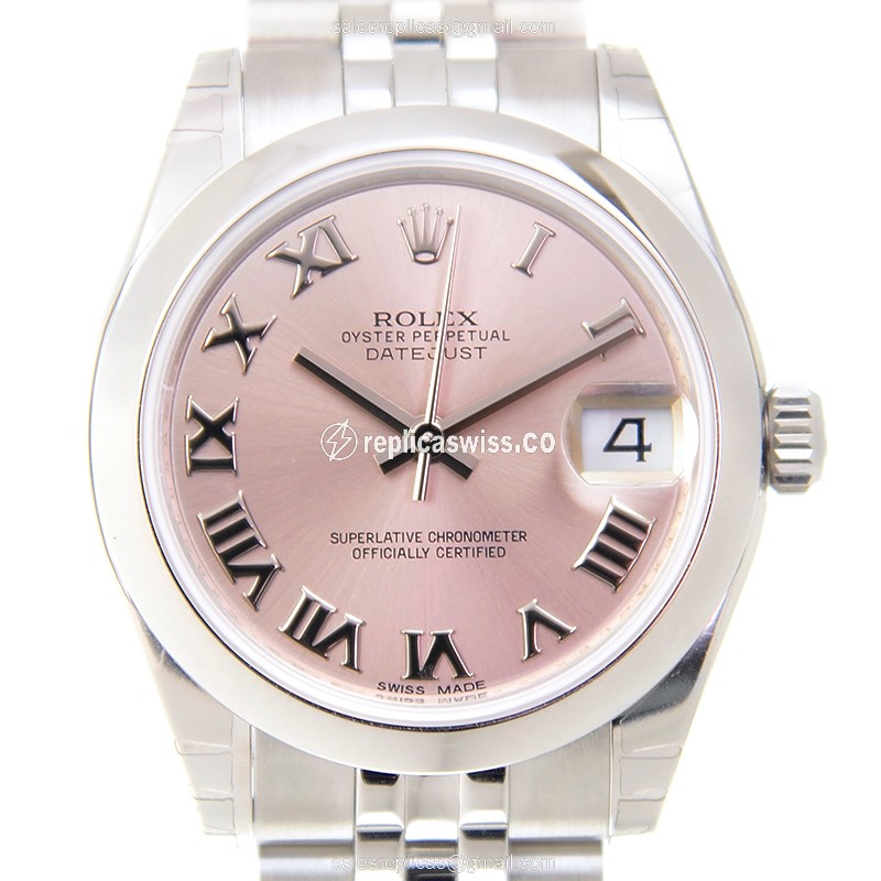 Rolex Datejust Replica - Automatic - Stainless Steel - Pink Dial - Silver Strap
