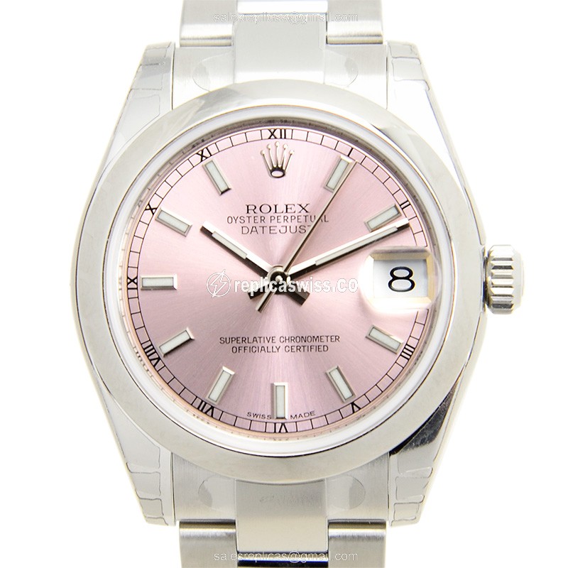 Rolex Datejust Replica - Automatic - Pink Dial, Steel Case, Silver Clasp & Strap