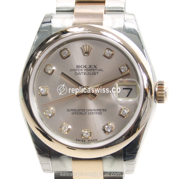Rolex Datejust Replica - Automatic - Pink Dial - Steel & Rose Gold Case