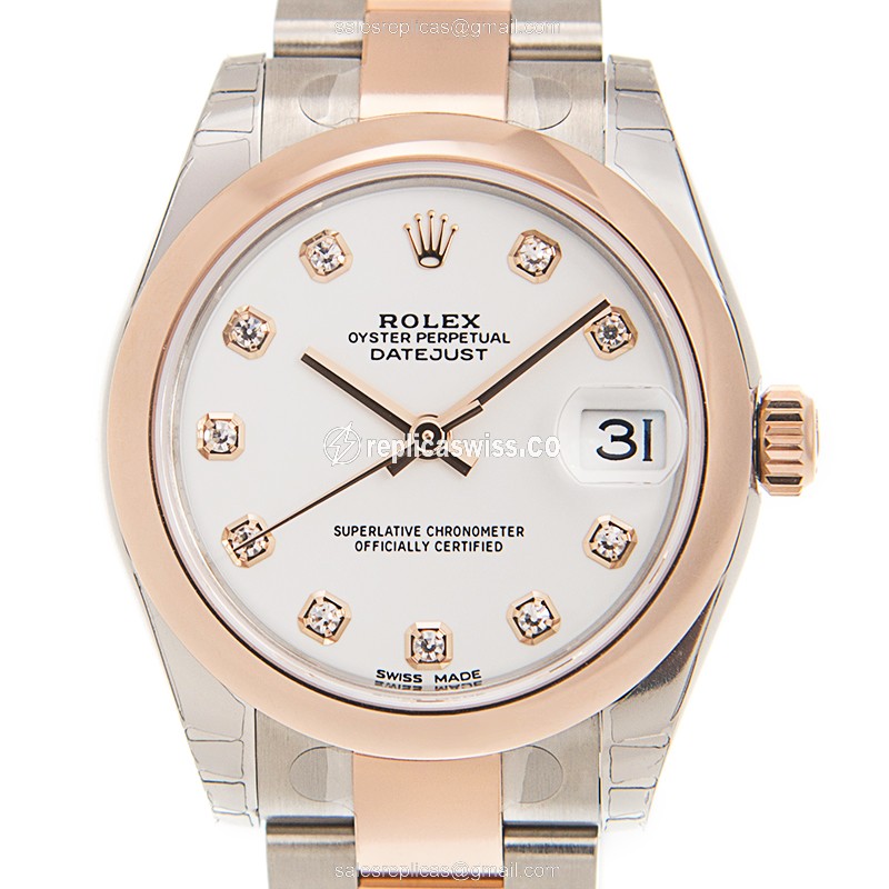 Rolex Datejust Replica - Automatic - White Dial on 18kt Steel & Gold Clasp