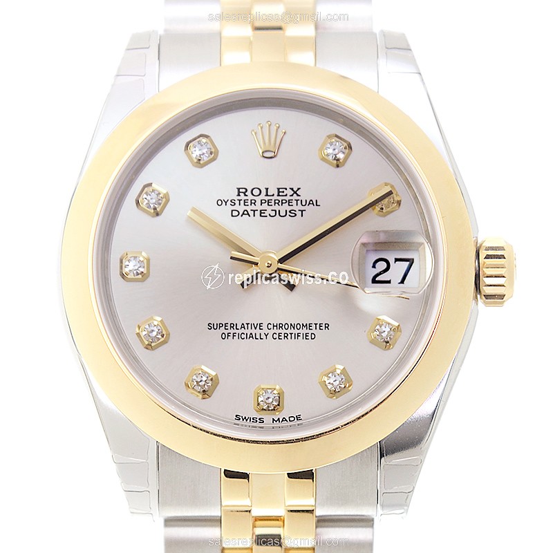 Rolex Datejust Replica - Automatic - 18kt Gold & Steel - Silver Dial