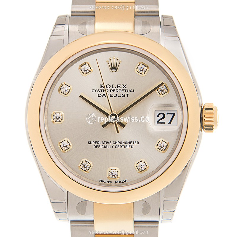 Rolex Datejust Replica - Automatic | 18kt Gold | Silver Dial | Gold Clasp