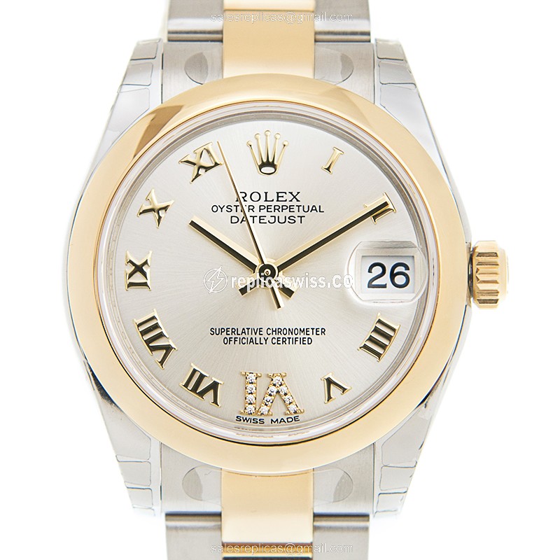 Rolex Datejust Lady Replica | Automatic | 18kt Gold & Steel Case | Silver Dial