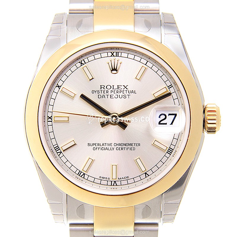 Rolex Datejust Lady Replica - Automatic - 18kt Gold & Steel - Silver Dial - Gold Strap - Luxury Replica LADY DATEJUST Watch