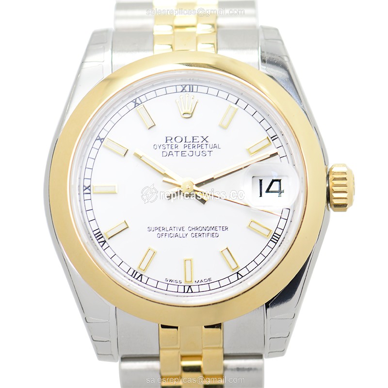 Rolex Lady Datejust Replica - Automatic, White Dial, Gold Clasp & Strap