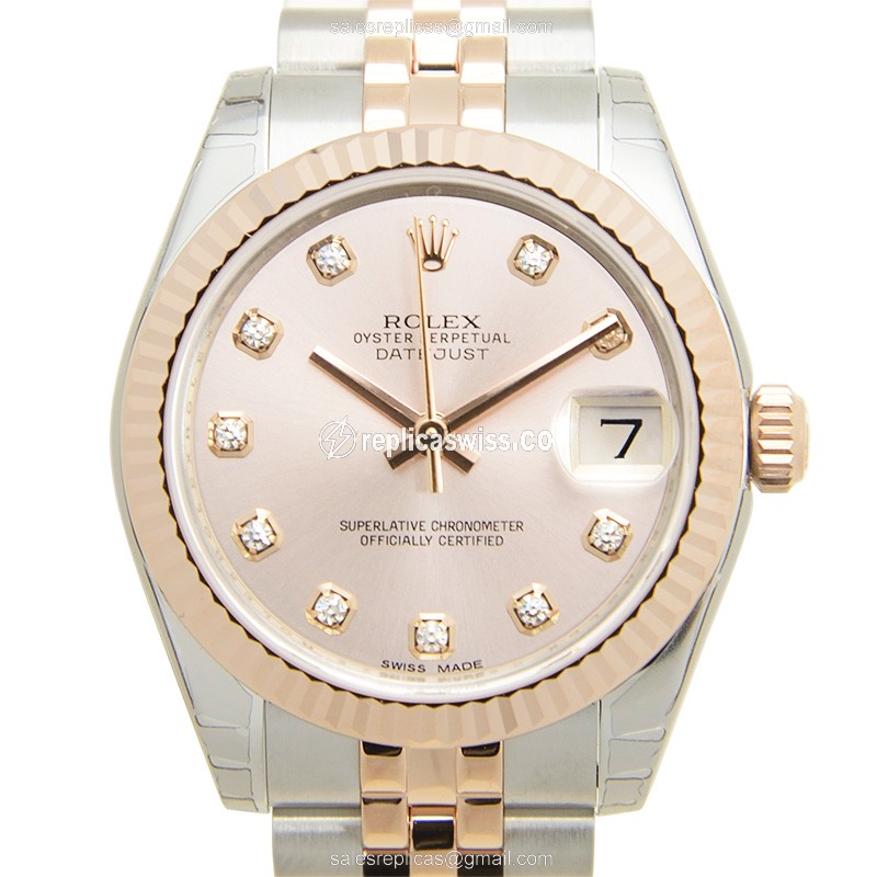 Rolex Datejust Lady Replica - Automatic - Rose Gold & Steel - Pink Dial, Silver Clasp