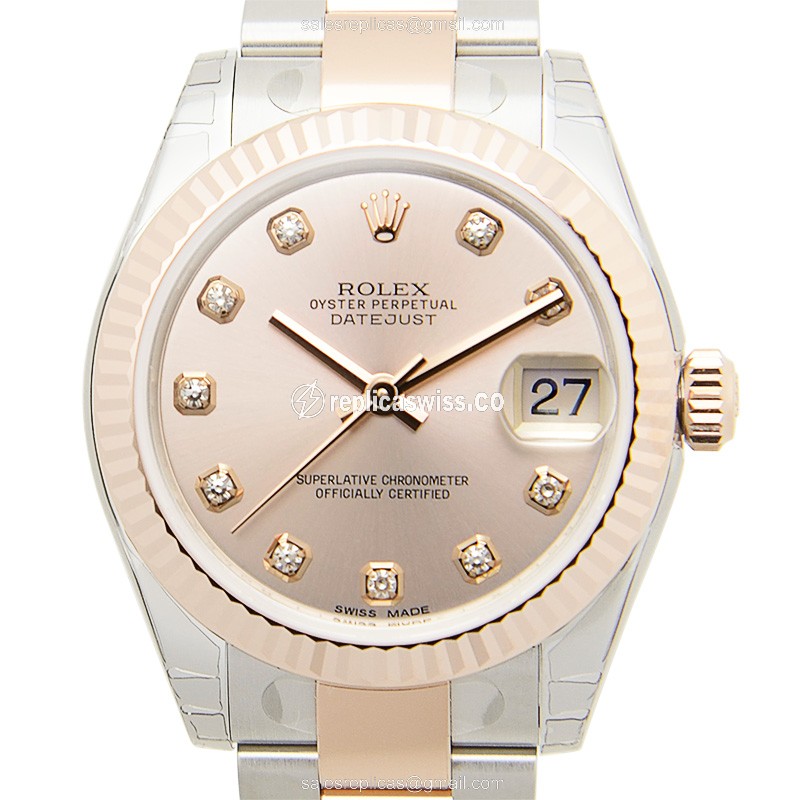 Rolex Lady Datejust Replica - Automatic - 18kt Rose Gold & Steel Case - Pink Dial - Gold Strap - Luxury Replica LADY DATEJUST Watch