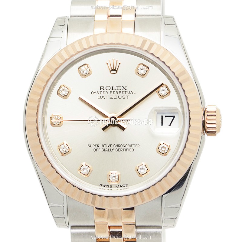 Rolex Datejust Replica | Automatic | 18kt Rose Gold & Steel Case | Silver Dial