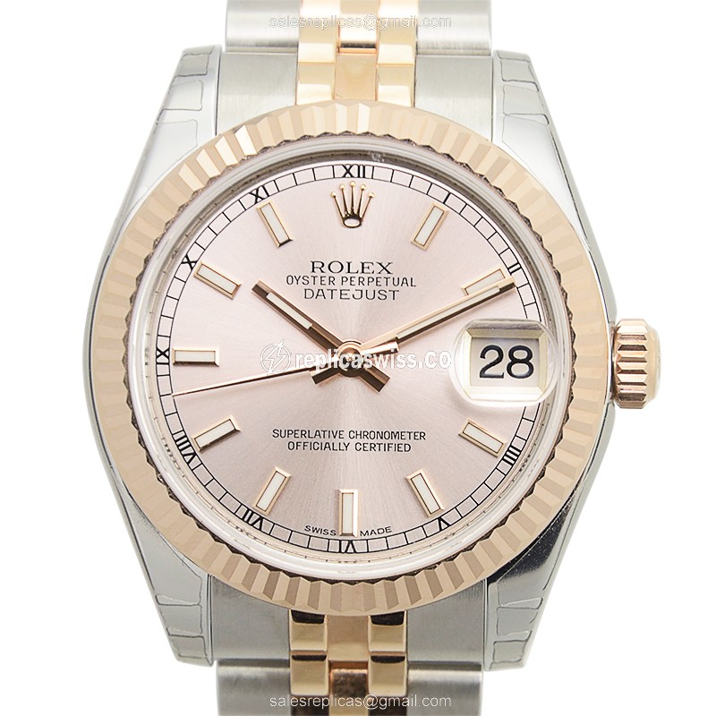 Rolex Datejust 178271PK - Auto - Rose Gold & Steel - Pink Dial - Silver Band - Luxury Replica LADY DATEJUST Watch