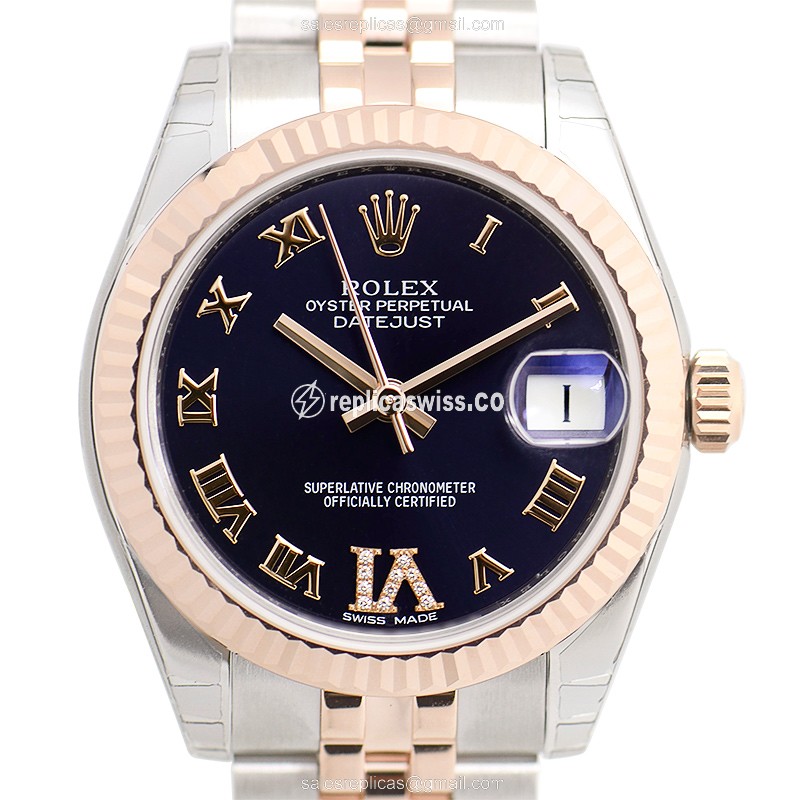 Rolex Datejust Lady Replica - Automatic - Rose Gold - Steel - Purple Dial