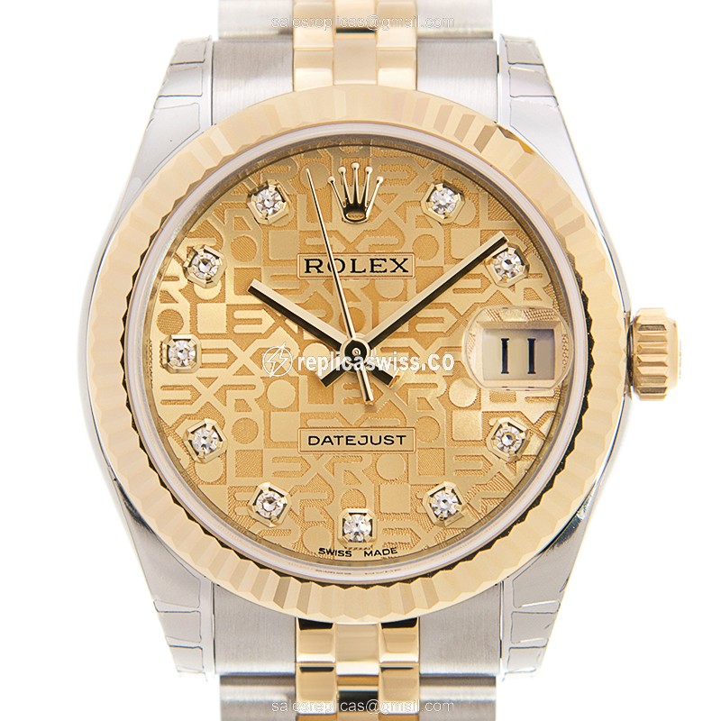 Rolex Lady Datejust Replica - Gold Case - Automatic - 18kt - Silver Strap